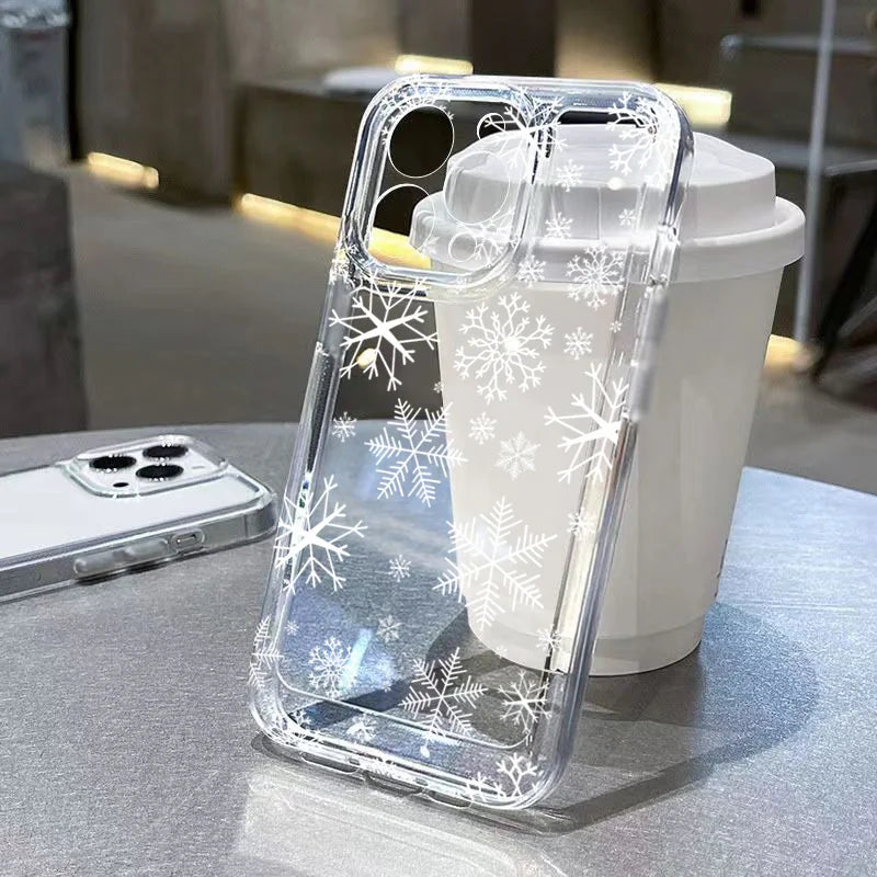 Cartoon Christmas Clear Case for iPhone 17 16 15 14 13 12 11 Pro Max XR SE2