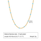 Stainless Steel Chain Bracelet for Women, Colorful Beads Summer 18k Gold Plated, Stainless Steel Waterproof Wrist Jewelry