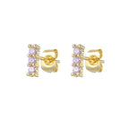 Stainless Steel Zircon Geometry Dangle Earring 18K Gold Plated Huggie