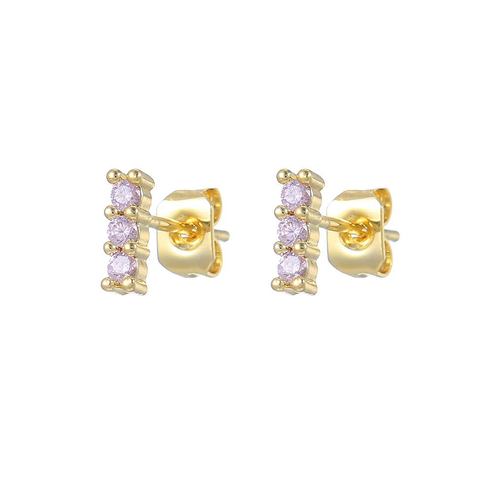 Stainless Steel Zircon Geometry Dangle Earring 18K Gold Plated Huggie