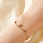 Colored Transparent Stone Stainless Steel Bracelet Exquisite Thin Chain