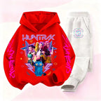 Kids Kpop Devil Hunter Huntrix Printed Hoodie & Sports Pants 2pc Casual Set