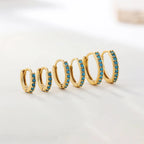 Fashion Crystal Zirconia Small Hoop Earring Geometric Circle Green