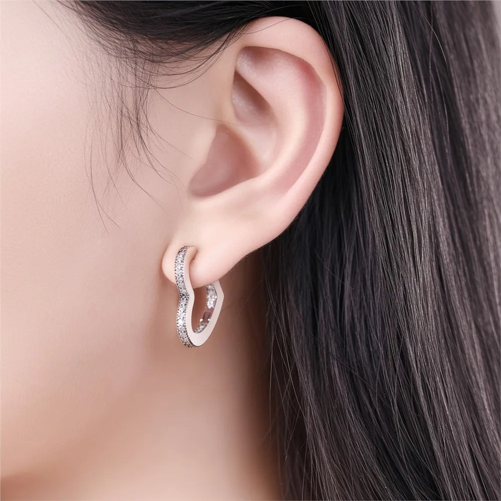925 Sterling Silver Exquisite Heart-shaped Versatile Hoop Earrings Birthday Gift