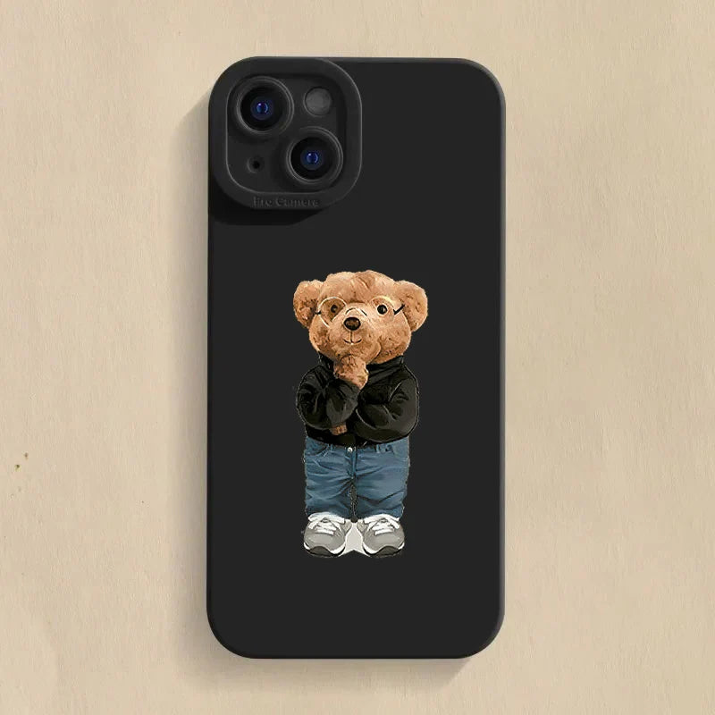 Cute Bow Bear Silicone Case for Xiaomi Mi 15 14T 13T Pro Poco F6 F5