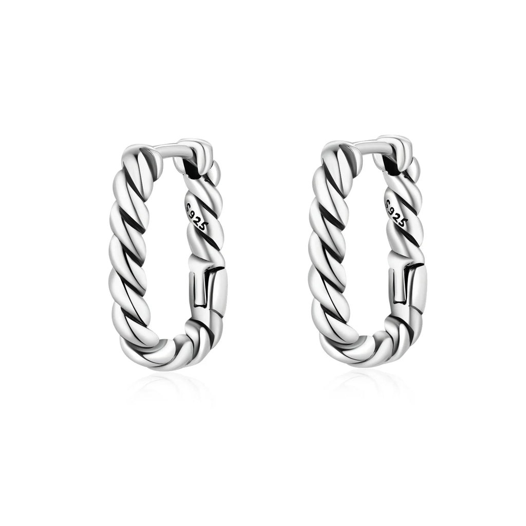 925 Sterling Silver Minimalist Blue Zircon Hoop Earrings Anniversary Gift