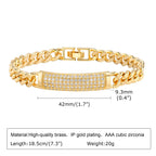 Pave Cubic Zirconia Chain Bracelet for Women, Simple Gold Plated Dainty Jewelry Gift