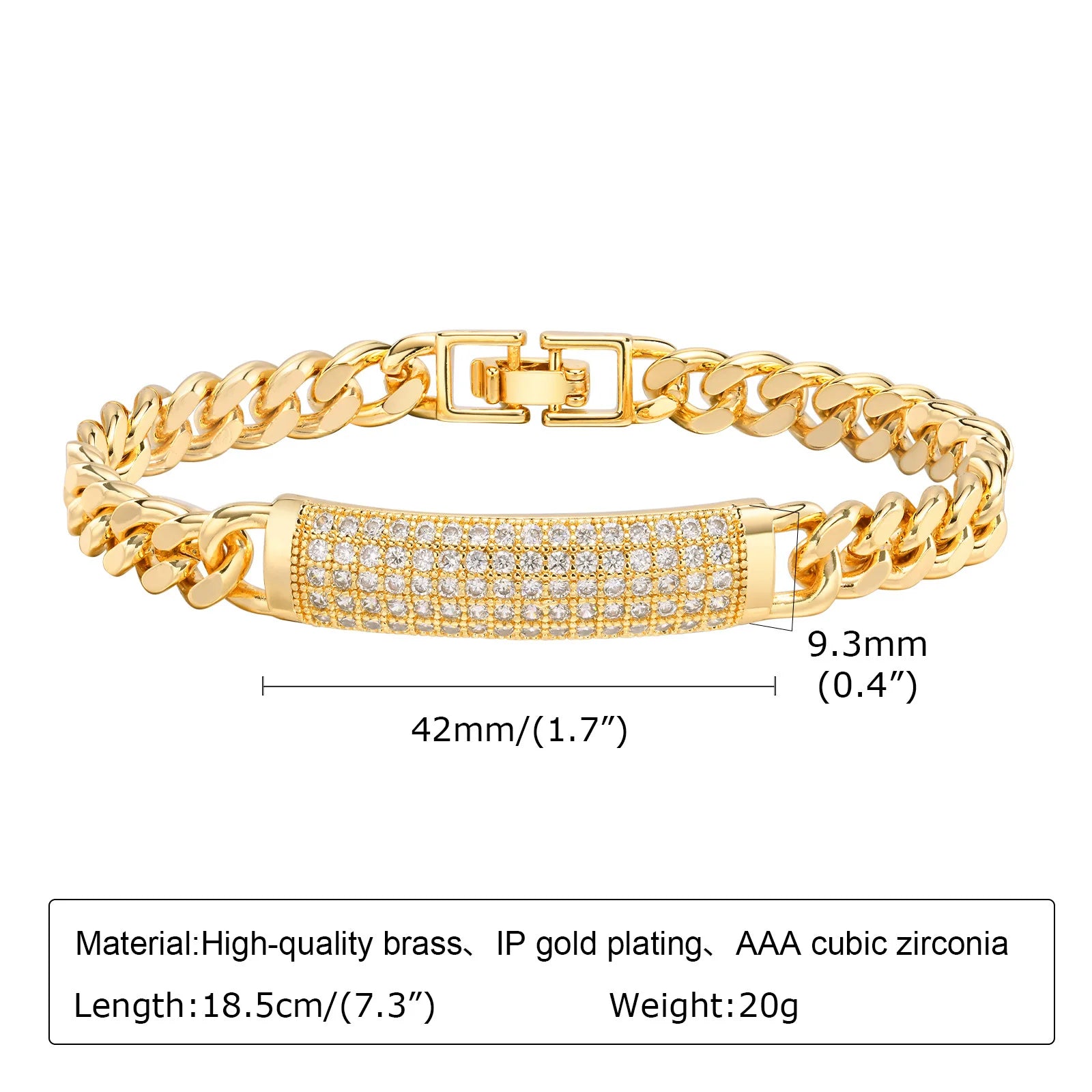 Pave Cubic Zirconia Chain Bracelet for Women, Simple Gold Plated Dainty Jewelry Gift