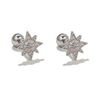 New Stainless Steel Cubic Zirconia Chain Hoop Earring Star Moon