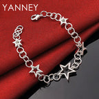 925 Sterling Silver 8-inch Star Bracelet Women Wedding Party Jewellery Gift