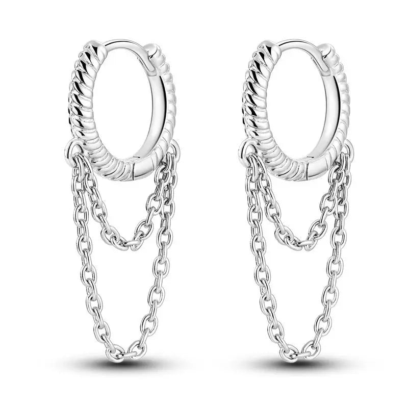 925 Sterling Silver Minimalist Staggered Circular Hoop Earrings Birthday Gift