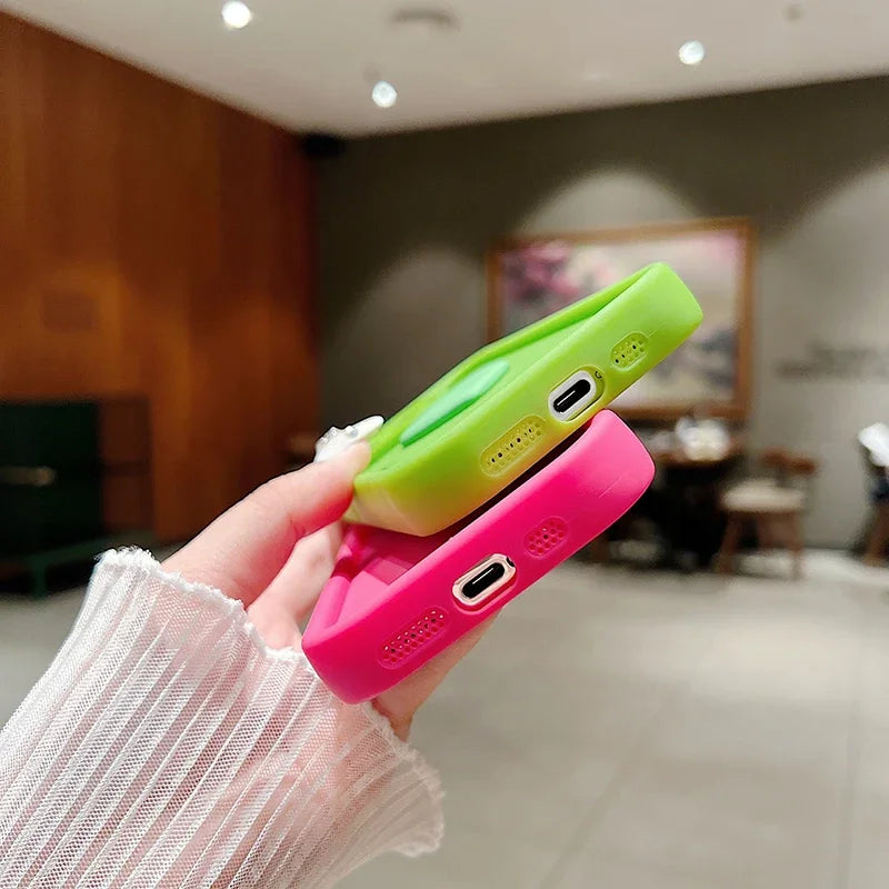 3D Love Heart Pink Matte Case for iPhone 17 16 15 14 13 12 11 Pro Max Plus
