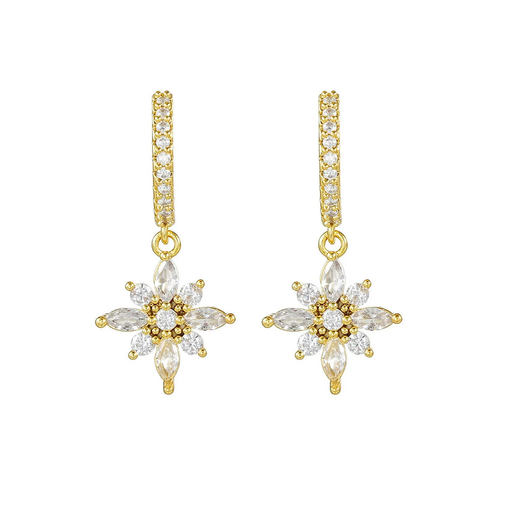 Luxury Geometric Multicolor Zircon Crystal Water Drop Pendant Earrings