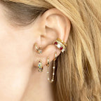 Stainless Steel Small Hoop Earrings Geometry Zircon Pendant Helix