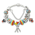 Red Pink Black Crystal Animal Charm Bracelet Heart Mickey Minnie Gift