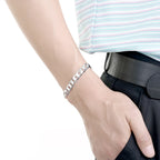 8mm Geometric Side Chain Bracelet 925 Sterling Silver Men Women Luxury Gift