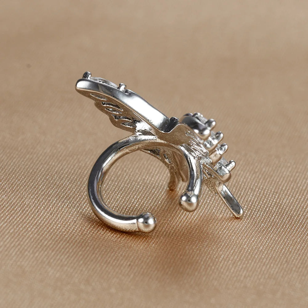 Butterfly Clip Earring Crystal Zirconia Stainless Steel Ear Cuff