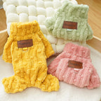 Warm Pet Pajamas Onesie Plush Dog Cat Bodysuit Fleece Lined Winter Costume