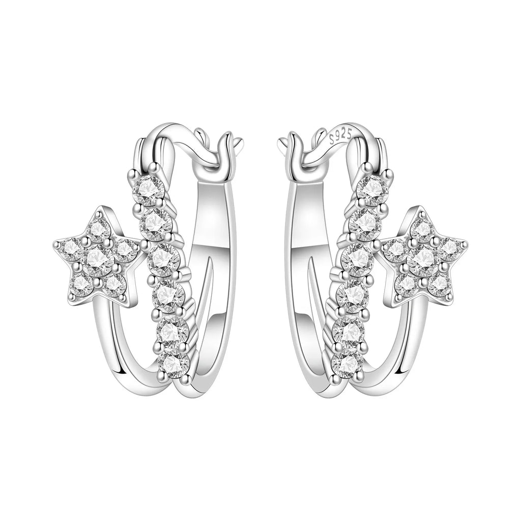 925 Sterling Silver Moon Tassel Versatile Hoop Earrings Fine Birthday Gift