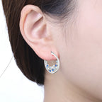 925 Sterling Silver Blue Zircon Starry Sky Hoop Earrings Trendy Jewellery