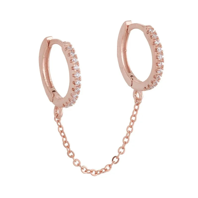 New Stainless Steel Cubic Zirconia Hoop Earrings Small Pendant