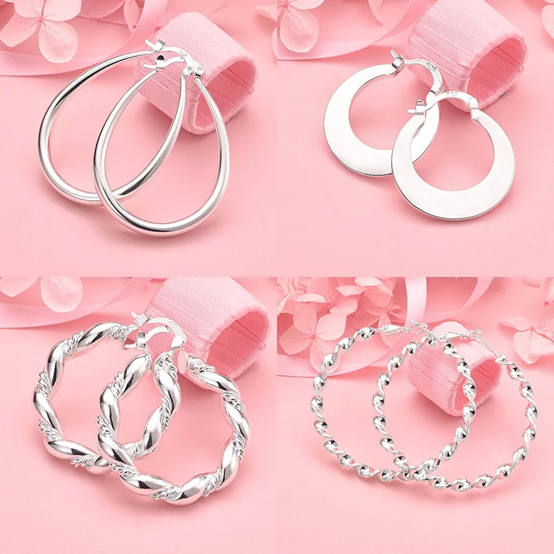 925 Sterling Silver Twist Earrings Women Charm Wedding Party Christmas Gift