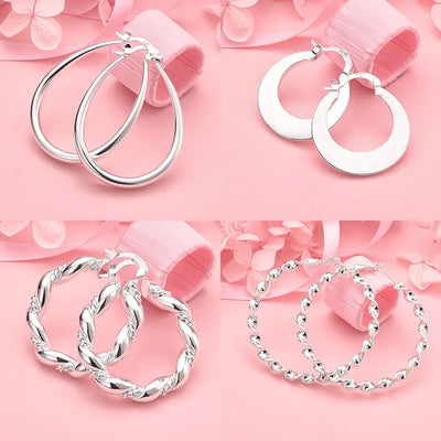 925 Sterling Silver Twist Earrings Women Charm Wedding Party Christmas Gift