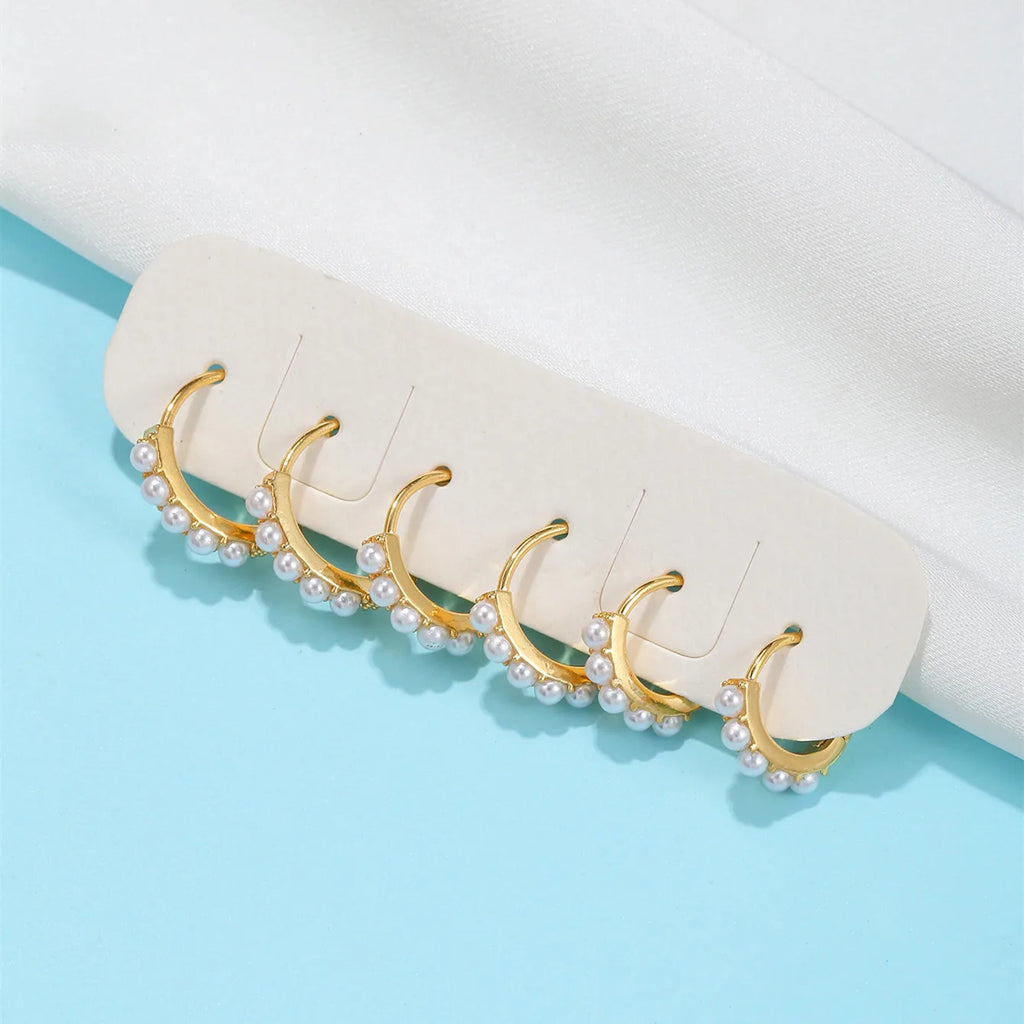 Yuedane Stainless Steel Little Imitation Pearl Hoop Earrings Small Circle