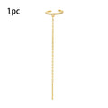 Trendy Gold Colour Long Tassel Chain Hanging Earrings Heart Clips