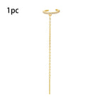 Trendy Gold Colour Long Tassel Chain Hanging Earrings Heart Clips