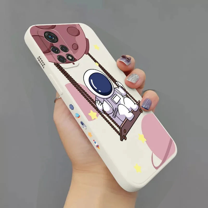 Cartoon Astronaut Case for Redmi Note 13 12 11 Pro Plus 12S 11S