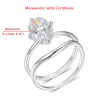 8x12mm Oval Moissanite Wedding Ring Set 18k Gold Plated 925 Sterling Silver Certified