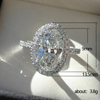 925 Sterling Silver Oval Wedding Ring Luxury Promise Engagement Bridal Cubic Zirconia Anniversary Ring