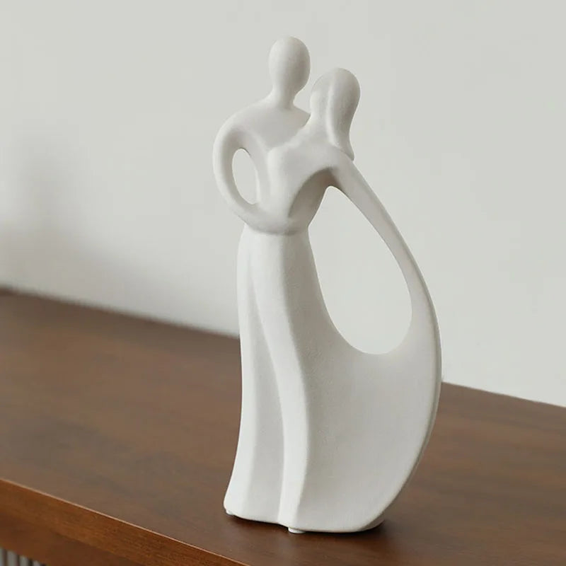Nordic Ceramic Couple Sculpture Modern Pop Art Living Room Wedding Gift
