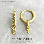 Seahorse Gold Creole Hinged Hoop Earrings Solid 925 Sterling Silver
