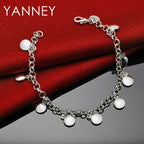 925 Sterling Silver 8-inch Delicate Round Bracelet Women Wedding Jewellery Gift