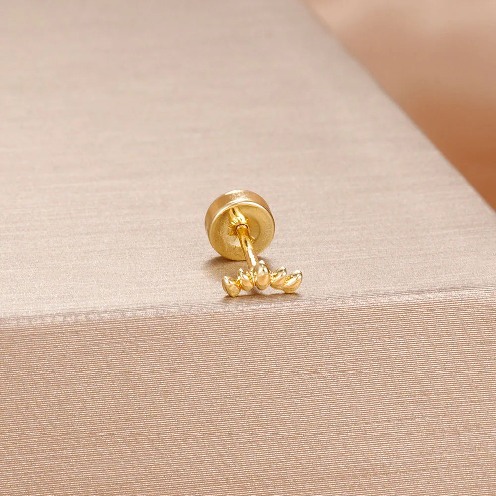 1PC Stainless Steel Star Moon Cartilage Piercing 18K Gold Plated