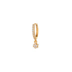 1PC Stainless Steel Cubic Zirconia Chain Hoop Earrings Star Moon