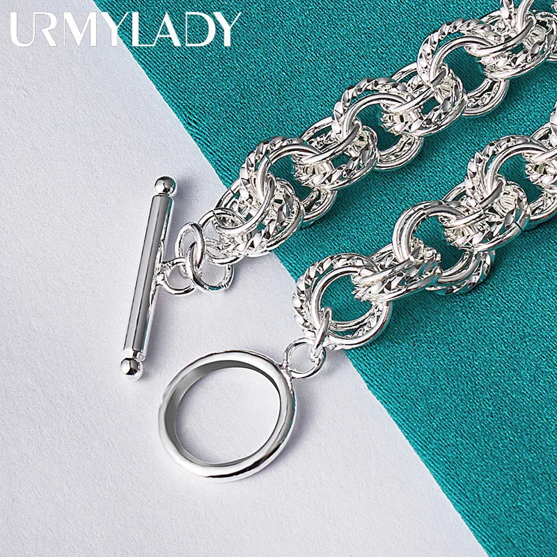 Pretty Circle Fashion Bracelet 925 Sterling Silver Wedding Party Jewellery