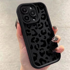 Fashion Black Leopard Case for iPhone 17 16 15 14 13 12 11 Pro Max 7 8 Plus