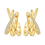 925 Sterling Silver Curled Grass Pattern Flower Hoop Earrings Women's Jewellery