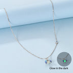 925 Sterling Silver Luminous Firefly Heart Shaped Zircon Pendant Necklace For Women Fashion Anniversary Birthday Jewelry Gifts