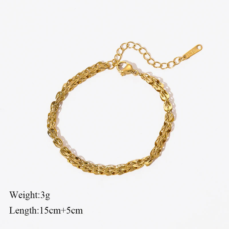 Gold Colour Stainless Steel Link Chain Bracelet Non-Fading Jewellery
