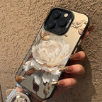 Gold Lotus Silver IMD Case for iPhone 16 15 14 13 12 11 Pro Max