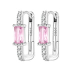 925 Sterling Silver Purple Inlaid Stone Versatile Hoop Earrings Birthday Gift
