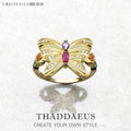 Delicate Butterfly Gold Ring 925 Sterling Silver Lucky Jewellery Women Gift