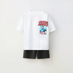 Boys Spiderman Summer T-Shirt & Shorts 2pc Set Kids Cartoon Casual Tracksuit