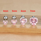 1PC Fashion Zircon Heart Helix Tragus Piercing Stud Earrings Steel