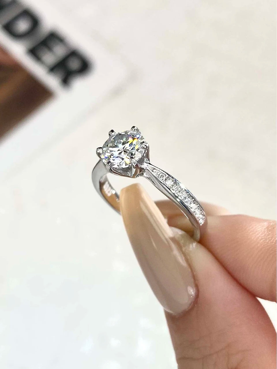 DW Luxury 0.5-2CT Moissanite Diamond Rings for Women Engagement Real 925 Sterling Silver Original Wedding Gemstone Fine Jewelry