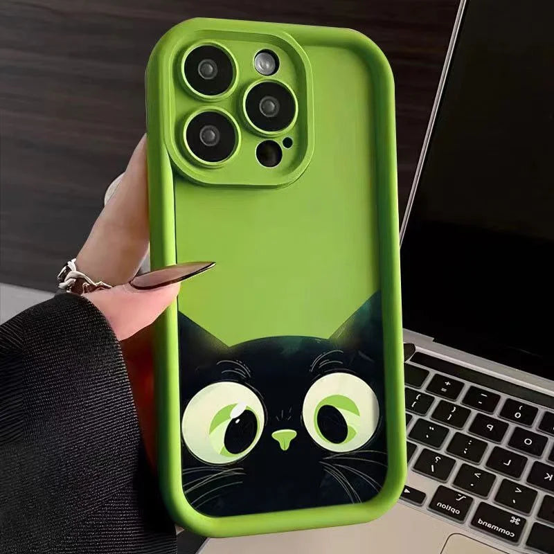 Cute Cartoon Black Cat Case for Samsung Galaxy S24 S23 S22 Ultra S21 FE A55